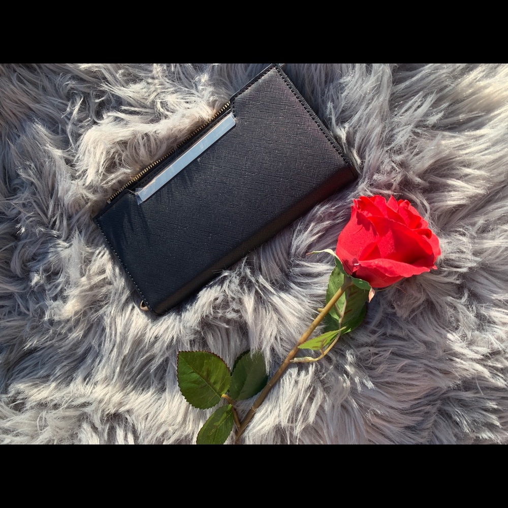 Black and gold wristlet wallet